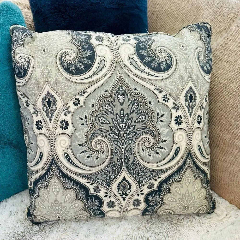 Large Euro Paisley Gray Pillow
